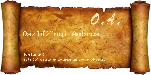 Oszlányi Ambrus névjegykártya